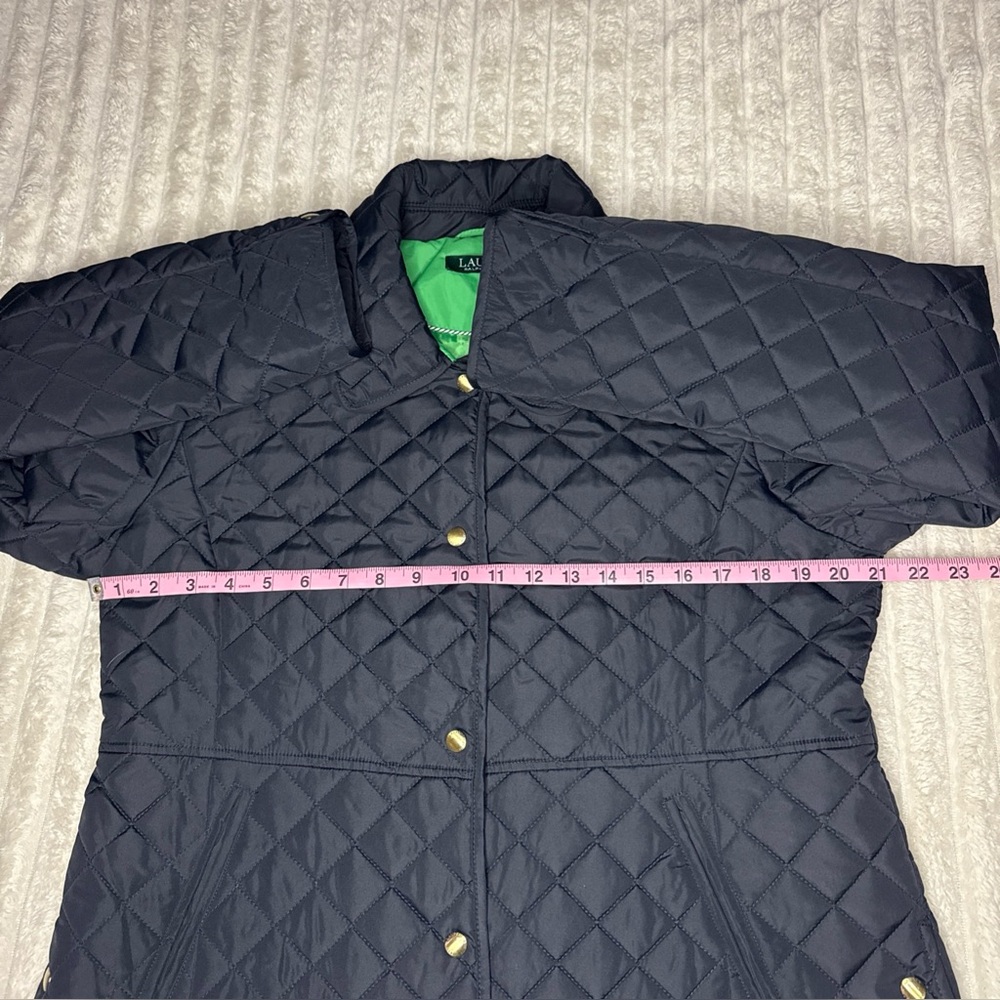 Ralph Lauren Quilted Navy Puffer Jacket with Green Lining - Picture 11 of 15